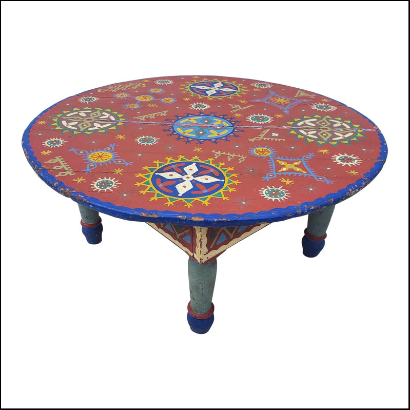 Vintage Morocco Hand Painted Wooden Low / Coffee Table, Kesh 2
