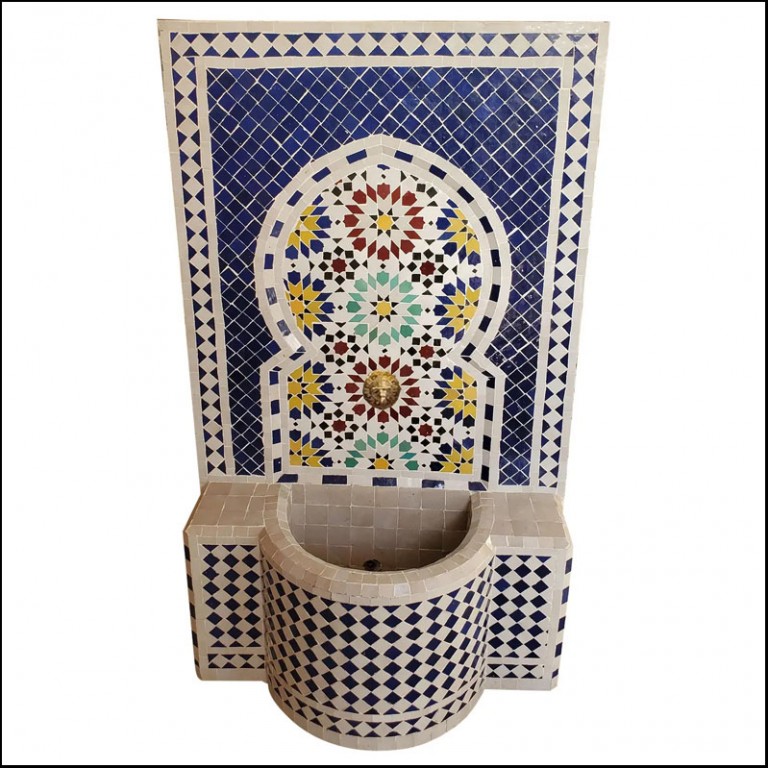 Cobalt Blue / Multicolor Moroccan Mosaic Fountain Ankboutia Living