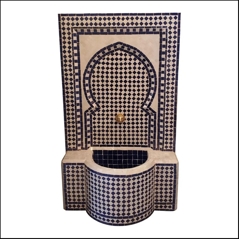 Forest Blue/White Moroccan Mosaic Tile Fountain