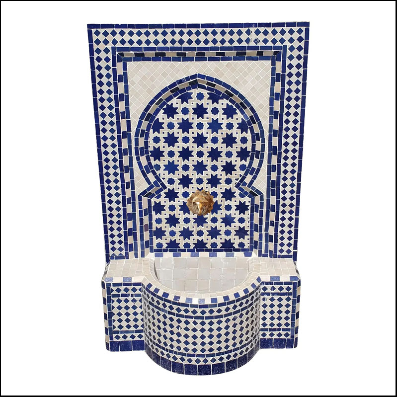 White / Blue Moroccan Mosaic Fountain