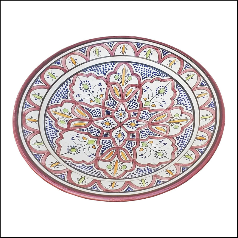 Moroccan Hand Painted Pottery Plate, Multi-Color