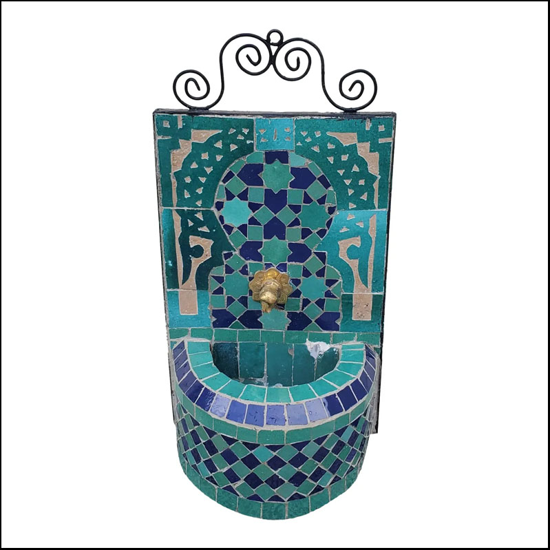 Aqua / Turquoise Miniature Moroccan Mosaic Fountain