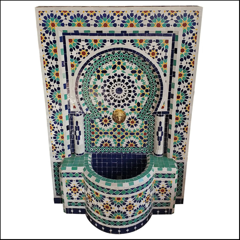 Double Columns Miami Style  Moroccan Hand Made  Mosaic Fountain / Multicolor Intricate Zwa9