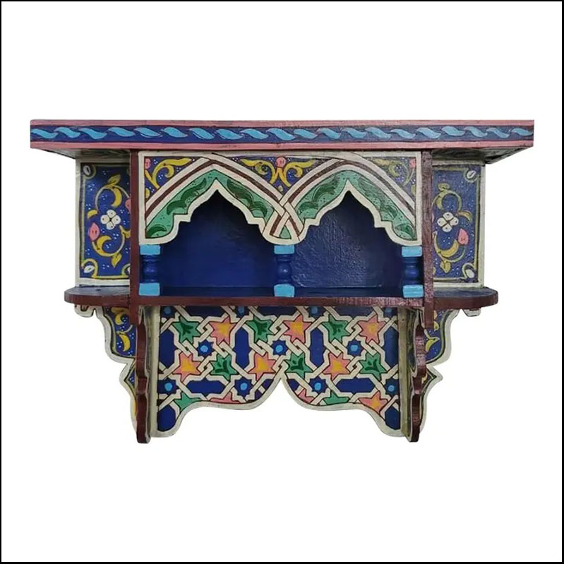 Moroccan Wooden Shelf All Hand-Painted  / Blue