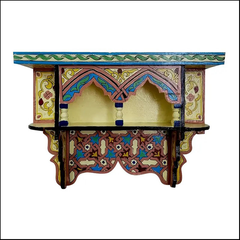 Moroccan Wooden Shelf All Hand-Painted  / Yellow II