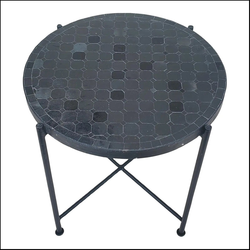 21″ All Black Moroccan Mosaic Table, Solid Wrought Iron Base,  – CR4