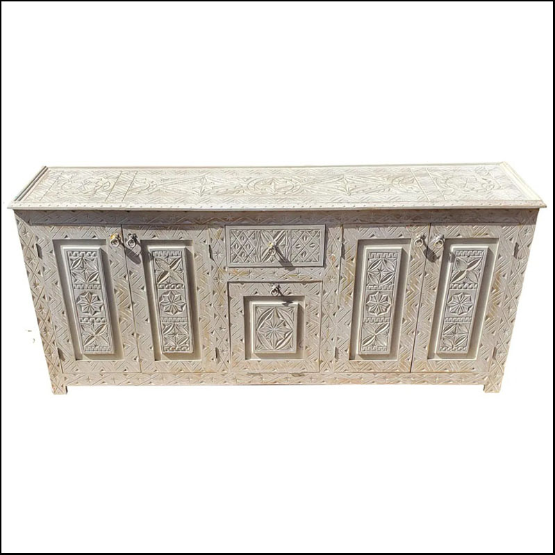 White Washed Moroccan Berber Style Wooden Sideboard III