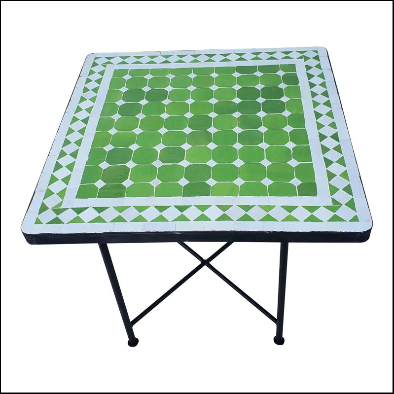 24″ Square Mosaic Table, Lime Green and White